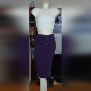 Chic Purple Lace-Up Midi Skirt